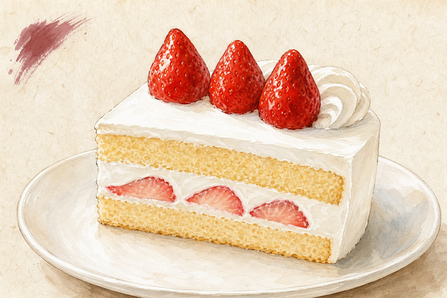 アンリ・シャルパンティエのザ・ショートケーキを描いた手描き風イラスト