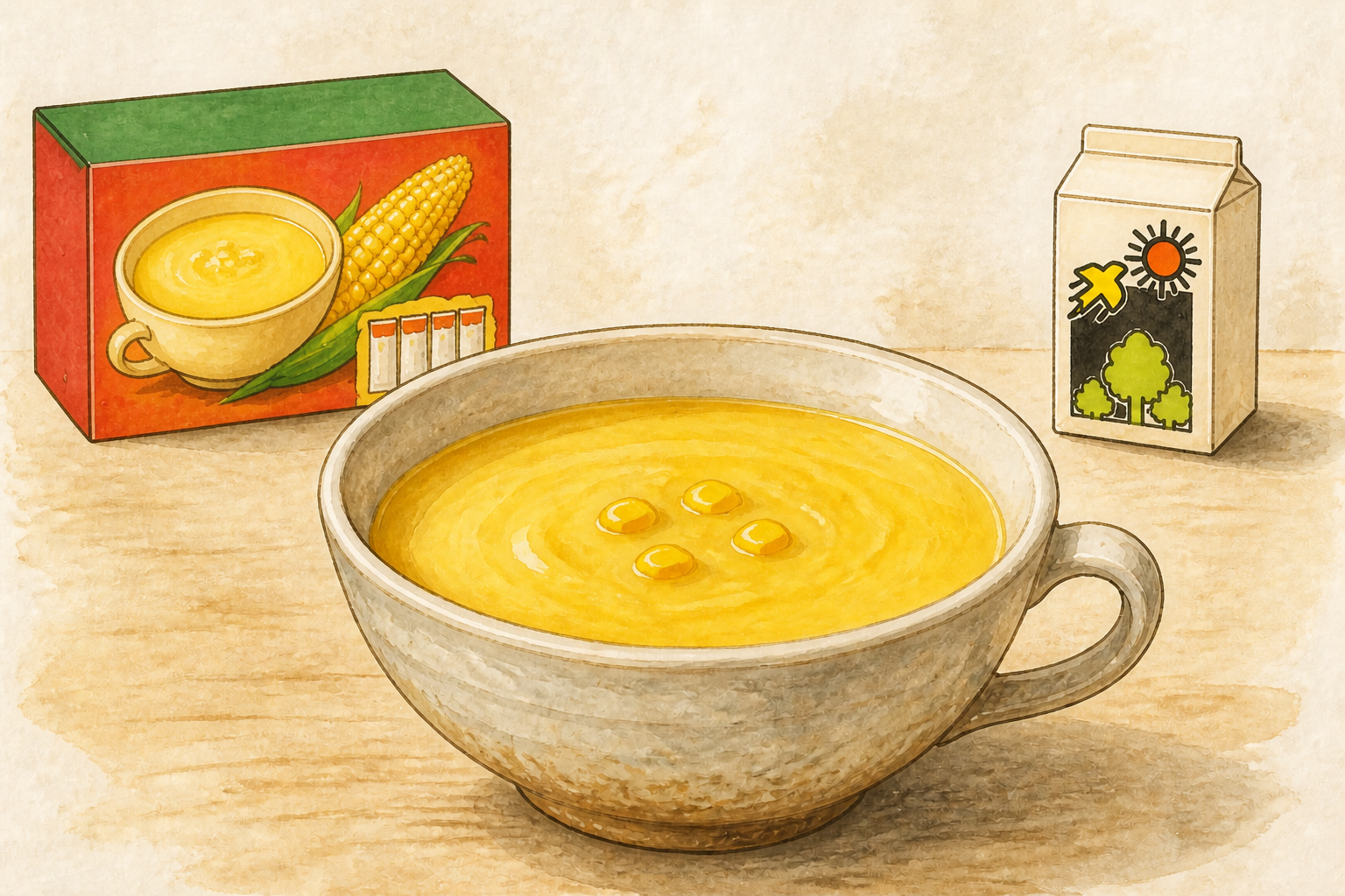 クノールのコーンクリームにキッコーマンのおいしい無調整豆乳を加えた一杯